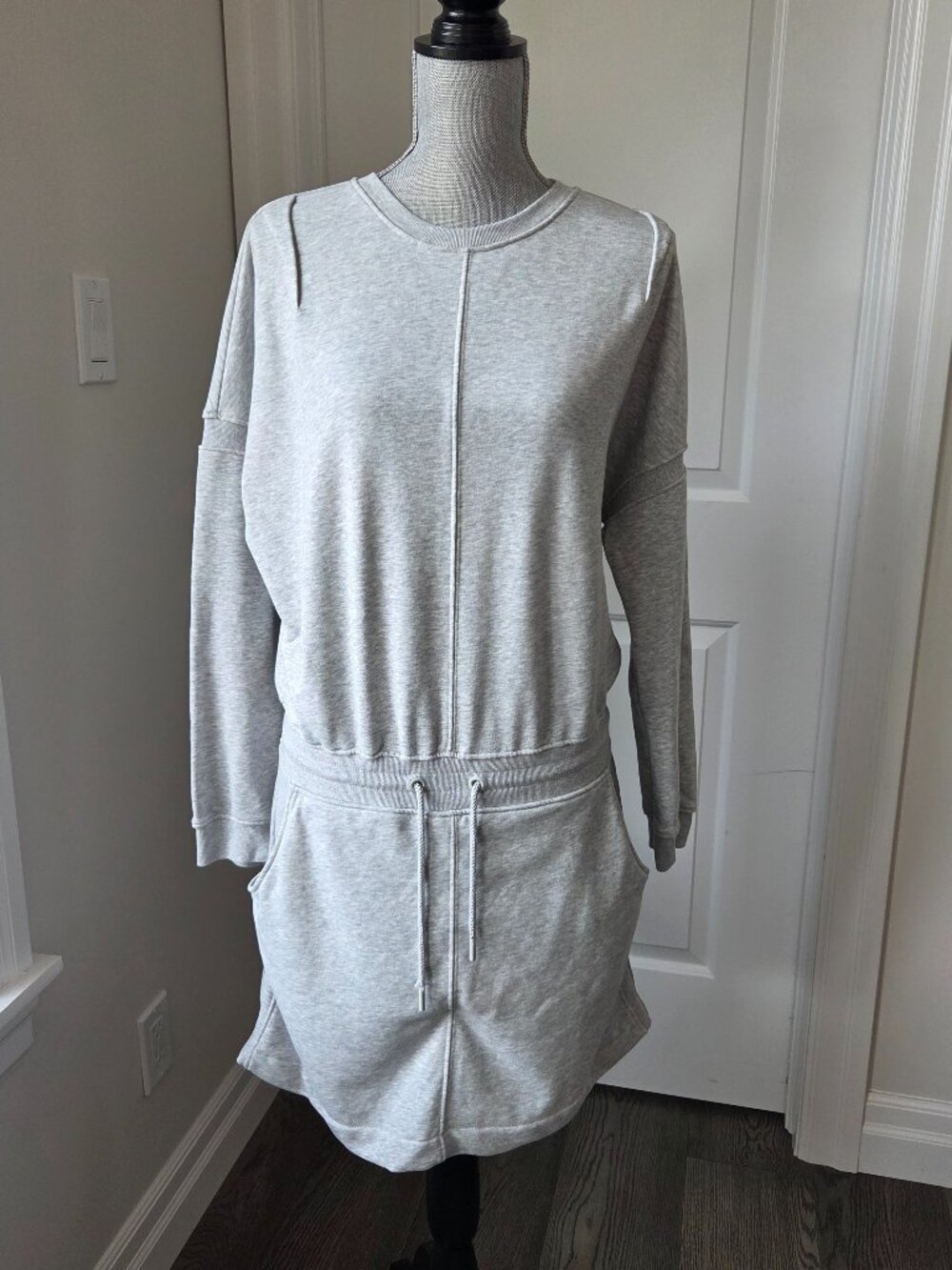 Reiss Gray French terry long sleeve crew neck dress casual size L